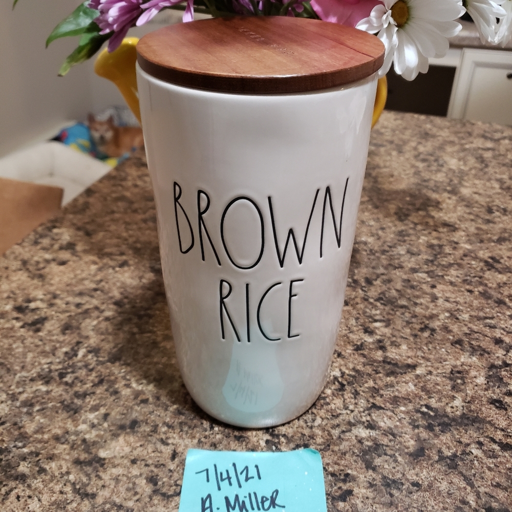 Rae Dunn BROWN RICE Cellar Canister new